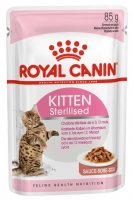 Royal Canin "Kitten Sterilised" для стерилизованных котят с момента операции до 12 месяцев, мелкие кусочки в соусе