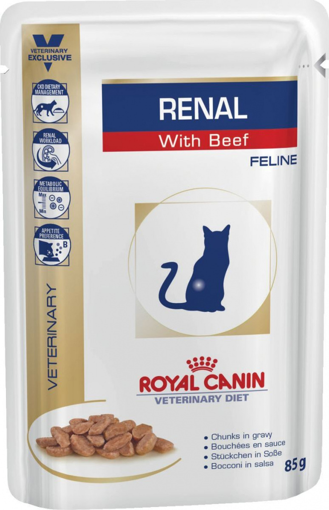 Корм Royal Canin Renal Feline для кошек с почечной недостаточностью, с  говядиной, цены в Самаре, характеристики, фото, паучи в интернет-магазине  Клампи