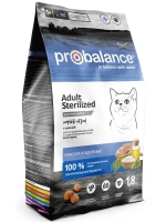 ProBalance "Sterilized" для кастрированных котов и стерилизованных кошек, курица, 1.8 кг