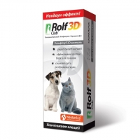 Rolf Club 3D, шампунь инсектоакарицидный от блох и клещей для кошек и собак, 200 мл